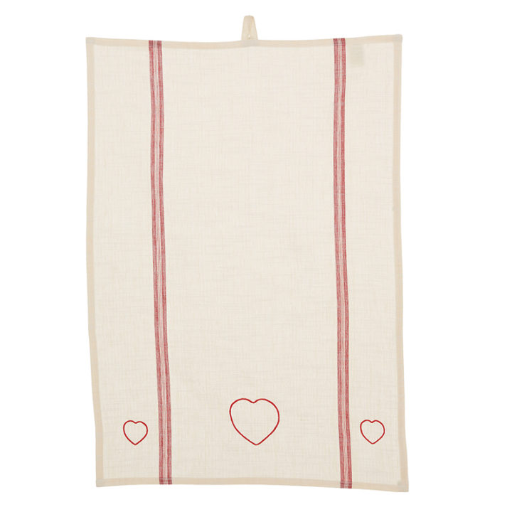 Red Hearts & Stripes Tea Towel PRIMARY IMAGE