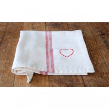 Red Hearts and Stripes Tea Towel