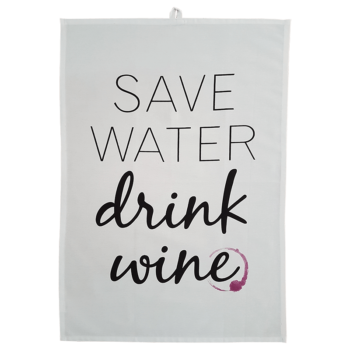 Save Water Drink Wine Tea Towel