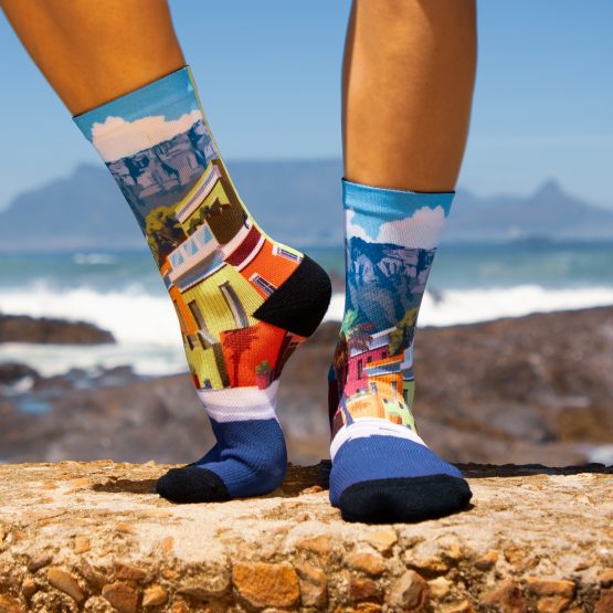 Cape Town Bo-Kaap socks featuring Table Mountain