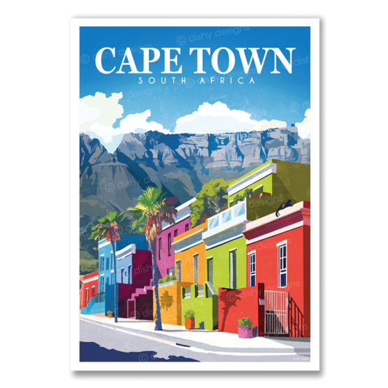 Cape Town Bo-Kaap art print featuring Table Mountain