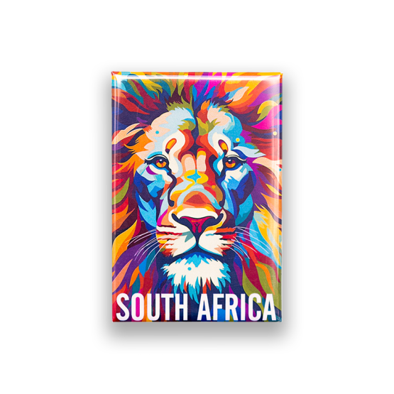 South Africa Lion magnet featuring a colourful lion